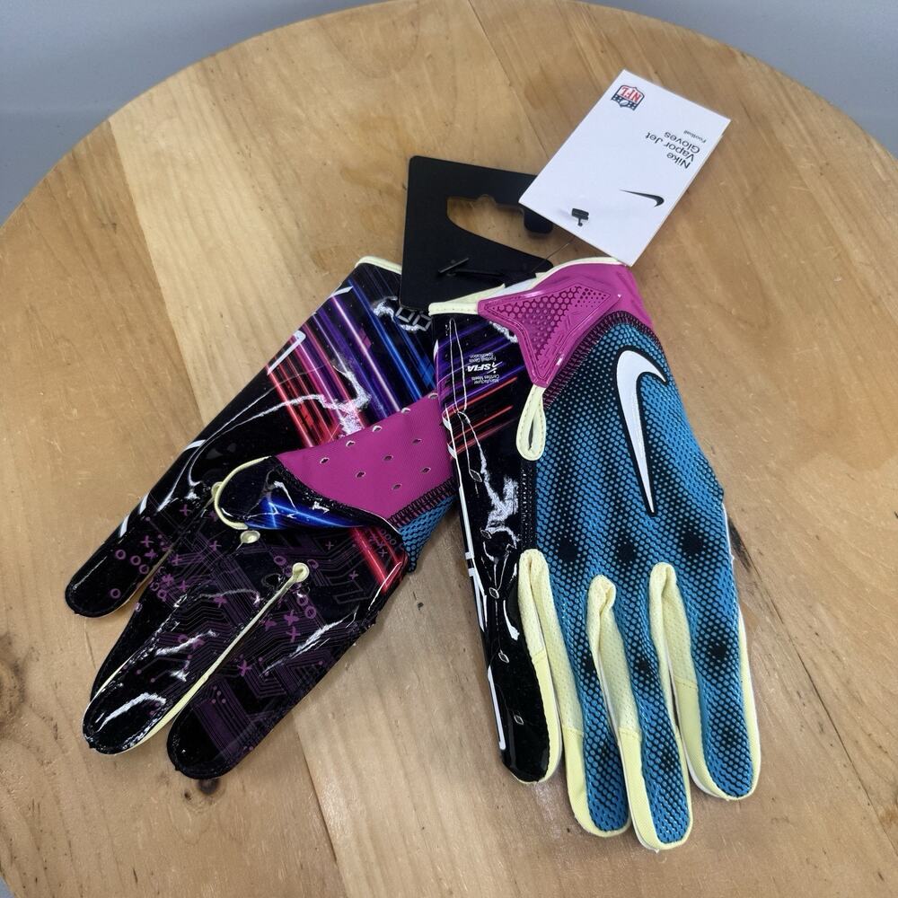 Sz XL - Nike Vapor‎ Jet 7.0 NFL Combine PE Gloves Black/Pink/Blue N1007115-916